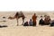 Camels await tourist riders at the Great pyramid