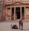 Camels in front of the historic Petra Wadi in Jordan