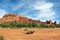 Camels in front of Kasbah Ait Ben Haddou near Ouarzazate in the Atlas Mountains of Morocco.