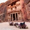 Camels in front of the Treasury at Petra the ancient City Al Kh