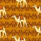Camels oriental decorative motifs seamless vector pattern.