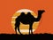 Camels silhouette stands in front of