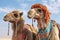 Camels Wearing Costume Glasses Image. Generative AI