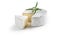 Camembert or brie cheese with rosemary isolated on white