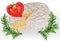 Camembert brie cheese with tomato and rosemary