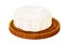 Camembert cheese, brie french soft creamy food on wooden tray in cartoon style isolated on white background.