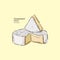 Camembert cheese, hand draw sketch vector.