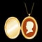 Cameo Locket, Vintage Gentleman, Antique Gold Keepsake Jewelry, Necklace Chain