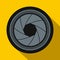 Camera aperture icon in flat style