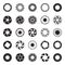 Camera Aperture icons. Shutter icons