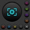 Camera aperture setting dark push buttons with color icons
