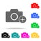 camera with an appendage icons. Elements of human web colored icons. Premium quality graphic design icon. Simple icon for websites