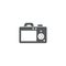 Camera back with viewfinder screen vector icon symbol isolated on white background