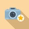 Camera brand ambassador icon flat vector. Social media