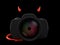 Camera with devil horns and tail