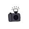 Camera doodle icon, vector illustration