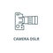 Camera dslr, top view line icon, vector. Camera dslr, top view outline sign, concept symbol, flat illustration