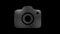 Camera flat icon spinning. Alpha channel.