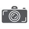 Camera glyph icon, lens and photo, shutter sign, vector graphics, a solid pattern on a white background.