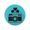 Camera with heart long shadow icon. Simple glyph, flat vector of arrow icons for ui and ux, website or mobile application