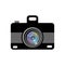 Camera icon design. Colorful lens. Black and grey design