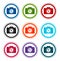 Camera icon flat round buttons set illustration design