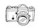 Camera icon vector with doodle style