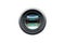 Camera lens front view shot isolated