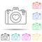 camera with a lens of the heart multi color style icon. Simple thin line, outline vector of valentine icons for ui and ux, website