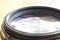 Camera lens with lense reflections. Closeup of a photographic le