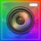 Camera lens with multicolored background