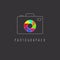 Camera logo, colored aperture of the lens icon