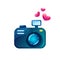 A camera for lovers in cartoon syle
