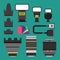 Camera photo vector studio icons optic lenses types objective retro photography equipment professional photographer look