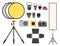 Camera photo vector studio icons optic lenses types objective retro photography equipment professional photographer look