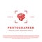 Camera photographer vintage retro logo. Autofocus zone icon with rose in the middle
