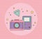 Camera photographic and video game stickers kawaii