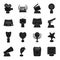 Camera, shout, Globe, objects for rewarding films.Movie Awards set collection icons in black style vector symbol stock