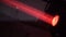 Camera Shows Powerful Red Light Laser Projector in Darkness