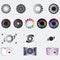 Camera shutter aperture icons collections