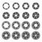 Camera shutter icons set, aperture value icons