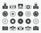 Camera shutter, lenses and photo camera icons