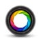 Camera shutter photography icon aperture. Focus vector colorful lens zoom digital design