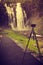 Camera and Skjervsfossen Waterfall, Norway