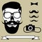 Camera Skull hipster style set