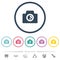 Camera solid flat color icons in round outlines