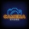 Camera Store Neon Signs Style Text Vector