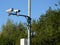A camera system monitoring the speed of traffic vehicles on the city motorway ring. the fine comes by mail to anyone who exceeds t