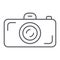 Camera thin line icon, lens and photo, shutter sign, vector graphics, a linear pattern on a white background.