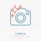 Camera thin line icon for photographer logo